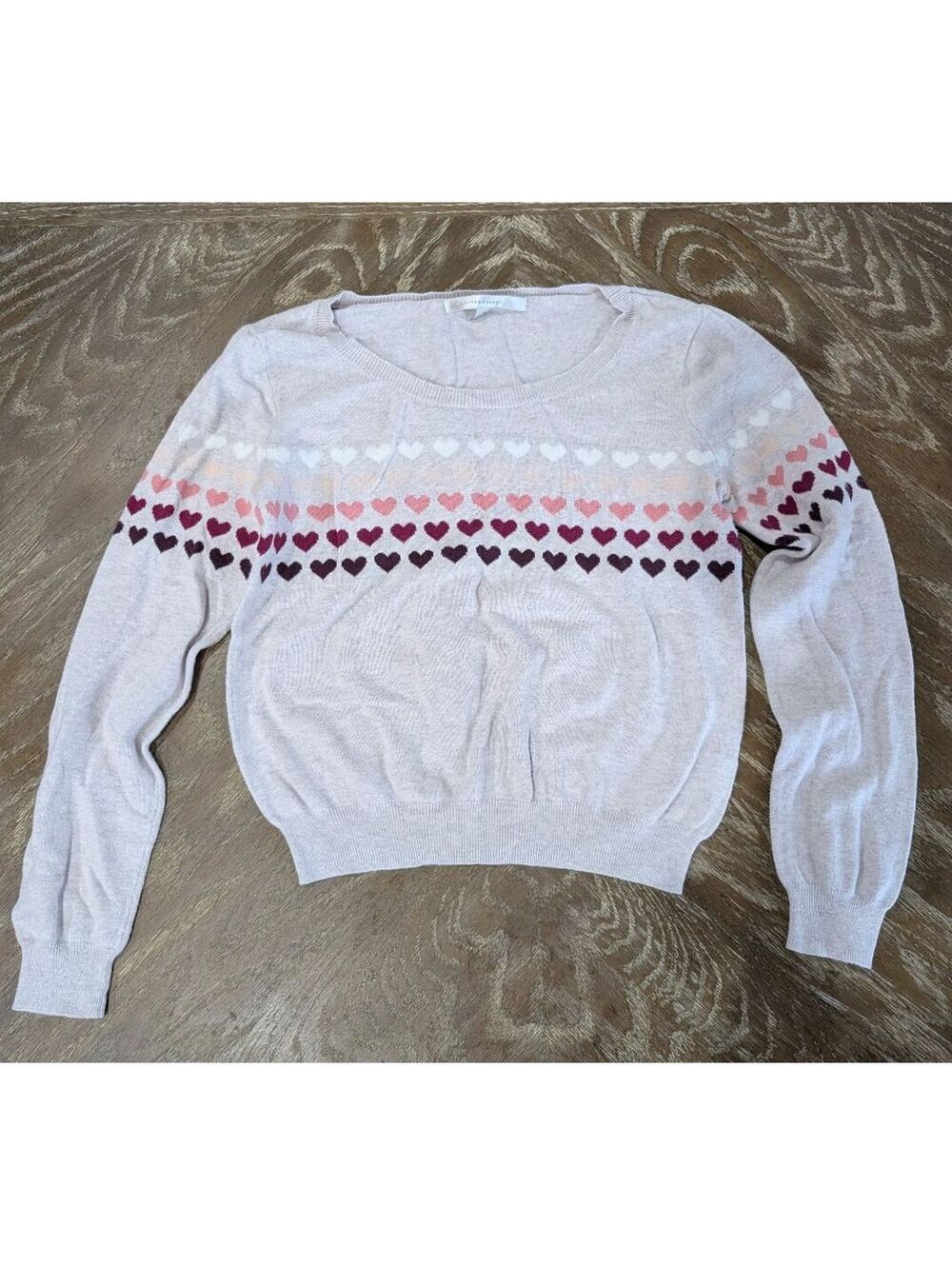 LC Lauren Conrad Womens Sweater Medium M Pullover Knit Soft Hearts Crewneck
